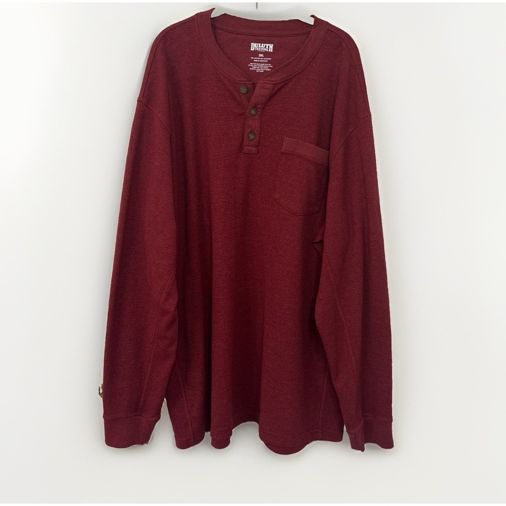 Duluth Trading Shirt Mens 3XL Maroon L/Sleeve Thermal Knit Henley Shirt 2006458